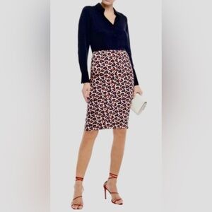 Diane Von Furstenberg Halsey Black and Rust Color Pencil Skirt